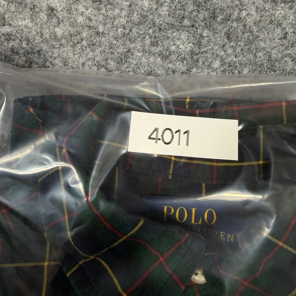 Polo Ralph Lauren Plaid Button Down Shirt Boys 5 Green Cotton EUC